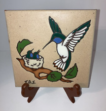 Cleo Teissedre Designs Hummingbird Ceramic Tile Coaster Trivet Wall Plaque 6"