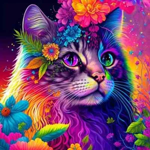 Kit pittura arte diamantata fai da te per adulti bambini gatto colorato 20x20cm medio - Foto 1 di 6