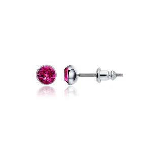 Signature Stud Earrings with 3 Sizes Carat Fuchsia Swarovski Crystal Rhodium Ptd - Picture 1 of 2