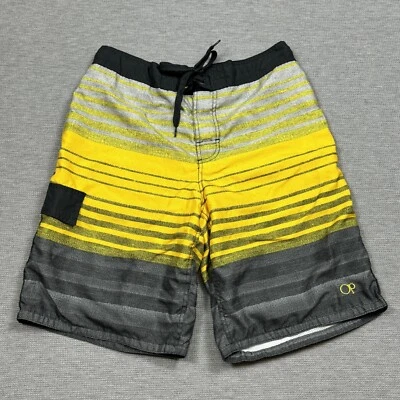 Pantalones Cortos de Tablero Operativo Ocean Pacific Para Hombres Amarillo Gris Rayas Forro de Malla Talla M 32-34 Foto 1 de 4