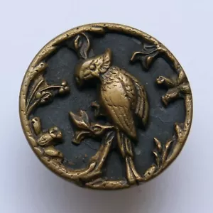 Button Antique - Brass - Bird - Parrot - 28 MM - Picture Button - Picture 1 of 5