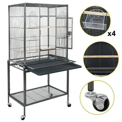 SEGAWE 53" Bird Pet Cage Play Top Parrot Finch Iron Cage Macaw Cockatoo with Wheels
