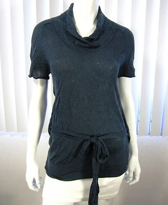 Свитер Barneys New York с коротким рукавом и воротником-капотом размер XS очень маленький синий 007 - Изображение 1 из 4