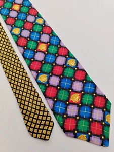 Gianni Versace GV Jacquard Seide Designer Krawatte Medusa Karomuster Luxus Krawatte - Bild 1 von 22