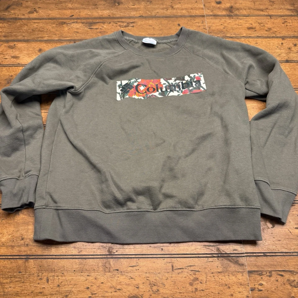 Sudadera Columbia Verde Oliva Estampado Floral Talla Mediana Foto 1 de 4