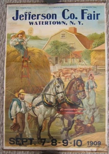 PÓSTER VINTAGE 1906 JEFFERSON COUNTY FAIR, WATERTOWN, NY - Imagen 1 de 22