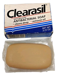 Sapone da bar antibatterico Clearasil vintage anni 90 con triclosan 3,25 oz USATO in scatola - Foto 1 di 7