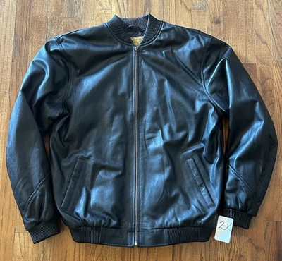 Chaqueta de bombardero de cuero para hombre negra talla 2XL Nick And Son NYC NUEVA CON ETIQUETAS Foto 1 de 4