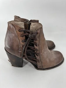 Freebird Brook Booties Womens 9 Brown Leather Lace Up Zip Up Ankle Block Heels - Picture 1 of 14
