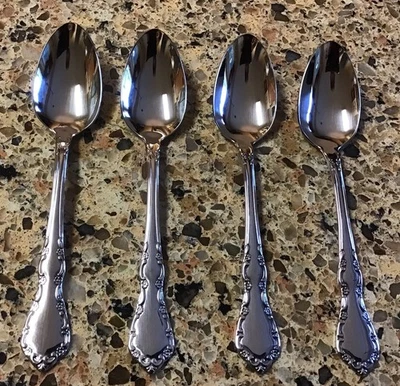 Чайные ложки Oneida MANSION HALL 6 дюймов набор из 4 столовых приборов из нержавеющей стали США отличное состояние! - Изображение 1 из 4