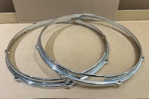 Slingerland 50s 60s Vintage 14” Snare Drum Hoops COB Chrome over Brass Very Good - Picture 1 of 9