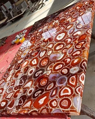 Orange carnelian Agate Dining Table, Agate Table Top, Agate Console Table Top - Image 1 of 3