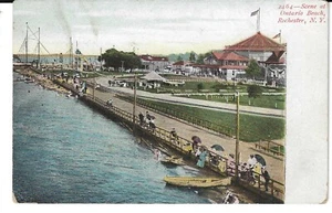 Scene of Ontario Beach, Rochester, NY 1900's unused postcard - Picture 1 of 2