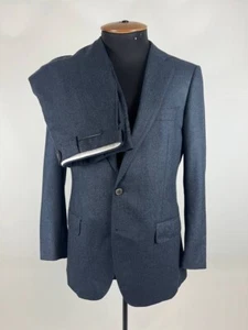 Suitsupply Blue Men Suit Houndstooth 100% Pure Wool Size 42 - Picture 1 of 15