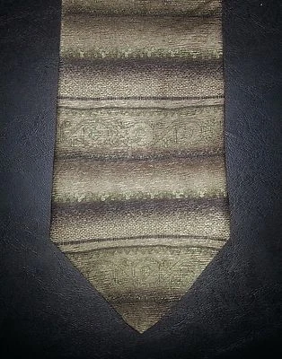 Corbata Puritana Seda Abstracto Diseño Rayas Bronce Marrón Nueva en Caja t1831 Foto 1 de 4