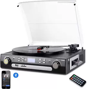 DIGITNOW! Vinyl Record Player, Bluetooth Turntable with Stereo Speakers,... - Picture 1 of 11