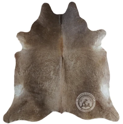 真牛皮地毯灰褐色 - 尺寸 6 X 6-7' — 第 1/4 张图片