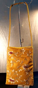 CHAN LUU VINTAGE GOLD, SILVER EMBROIDERY MESH DESIGNER PURSE / BAG. STRAP - Picture 1 of 16