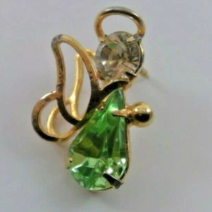 Guardian Angel Pin Green Stone Peridot & White Stone Pin Pendandt Brooch ~1" Tal - Picture 1 of 7
