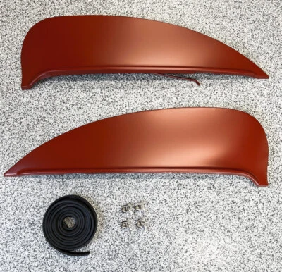 Pair Flush Mount Fender Skirts w/ Rubber & Clamps For 1957-1958 Ford Car - Image 1 of 4