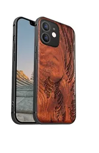Estuche magnético de madera. Mini funda para iPhone 12. Madera real dura y poliuretano termoplástico suave, a prueba de golpes - Imagen 1 de 12