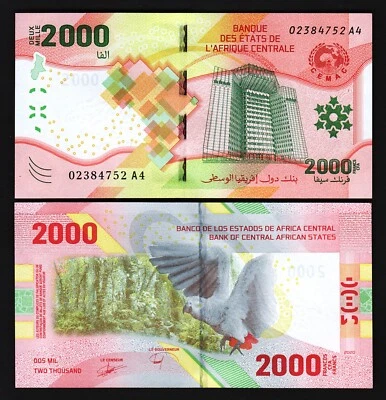 Central African States 2000 Francs 2020 2022, UNC, Hybrid Polymer, P-702 - Image 1 of 3