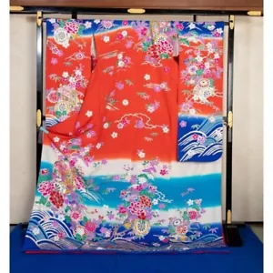 Woman Japanese Kimono Furisode Silk Gosho car Bouquet from japan - Picture 1 of 3