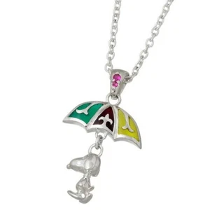 PEANUTS SNOOPY X SAINTS SV 925 Ruby Umbrella Necklace Pendant W/Box New - Picture 1 of 4