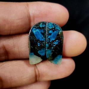 2 Stck. 26,00 kt Natürlicher Cabochon Azurit Astrologie Anhänger Herstellung 26 x 10 x 3 mm - Bild 1 von 7