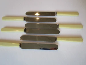 MM Henderson Argentieri Firth's Inox 6 Coltelli Punta Tonda Manici Finto Osso - Foto 1 di 9