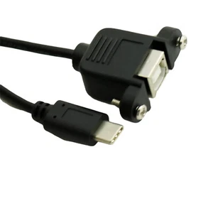 USB Type-C 3.1 Male To USB 2.0 B Female Socket Panel Mount Printer Adapter Cable - Picture 1 of 3