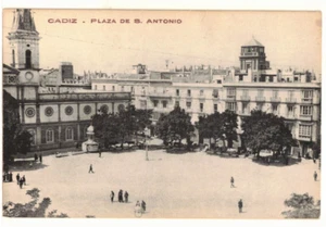 um 1910 PC: Cadiz, Spanien – Panoramablick auf die Plaza de San Antonio - Bild 1 von 2