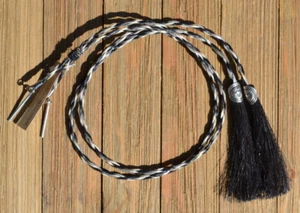 Natural Braided Horse Hair Stampede String Cotter Pins - Black/Grey - Picture 1 of 2