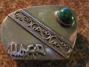 Scatola pillole argento sterling con malachite molto bella - Foto 1 di 3