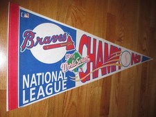 1991 ATLANTA BRAVES World Series CHAMPIONS 30" Pennant DAVE JUSTICE TOM GLAVINE