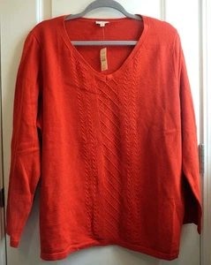 Talbots Red Orange Waffle Knit Sweater Size 2X New NWT Comfort Core Cozy Fall - Picture 1 of 8