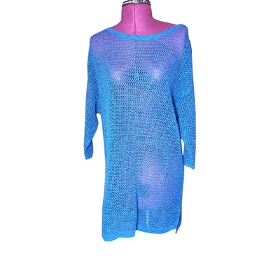 Túnica tejida de malla J. Jill para mujer talla grande azul oscuro lino mezcla de algodón Foto 1 de 4