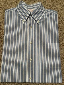 Vintage Brooks Brothers Langarm Hemd Herren 15-4 blau gestreift Hersteller USA LESEN - Bild 1 von 11