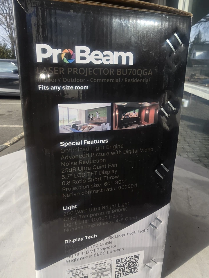 Proyector láser PROBEAM BU70QGA 8k SMART TV y pantalla Titan TNS-100 Foto 1 de 4
