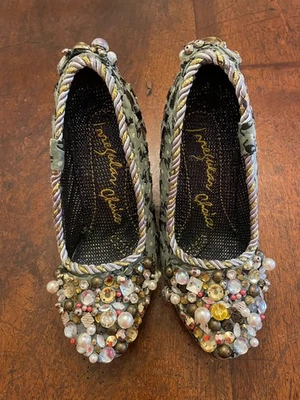 女式 Irregular Choice 闪亮亮片高跟鞋 6.5 码迪斯科裤子-绿色 — 第 1/4 张图片