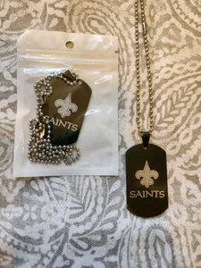 New Orleans Saints (Set Of 2) NFL Army Dog Tag Pendant Necklace - Picture 1 of 2