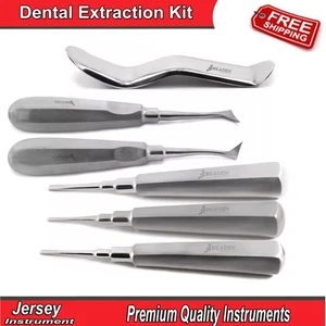 Dental Extraction Instruments Kit Tooth Root Extraction Elevator Cheek Retractor - Picture 1 of 6