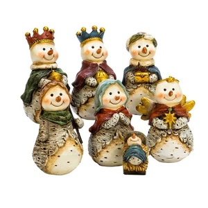 Kurt S. Adler J7344 6" Resin Snowmen Nativity Scene Table Set Brand: Kurt S. ... - Picture 1 of 9