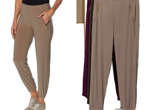 NEW NINA Leonard PLUS SZ 1X Miracle Matte Jersey Pull-On Jogger Pant pants MINK - Picture 1 of 6
