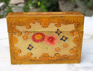 VINTAGE HAND PAINTED MADE IN JAPAN WOODEN PLAYING CARD BOX - Picture 1 of 17