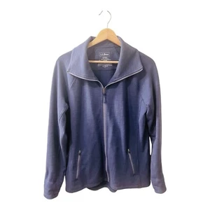 L.L. Bean Jacket Womens Size M Blue Herringbone Full Zip Performance UPF 50 Hike - Picture 1 of 6