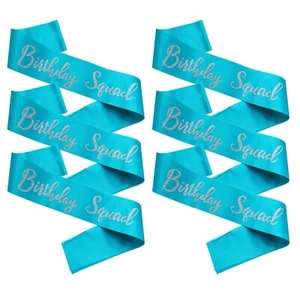 Birthday Squad Sash, 6 Pieces Blue Green with Silver Glitter Letter Birthday ... - Picture 1 of 6