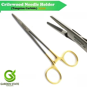 TC Insert Crile Wood Needle Holder Serrated Tungsten Carbide Crilewood Forceps - Picture 1 of 3