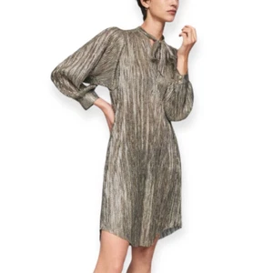Anthropologie Sabina Musayev Damen Gold Schimmer gebunden Mini Tunika Kleid Small - Bild 1 von 10