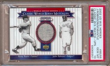 2002 UPPER DECK WORLD SERIES HEROES MICKEY MANTLE PANTS / JACKIE ROBINSON PSA 10